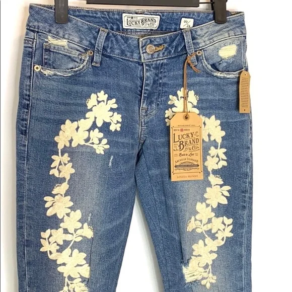Lucky Brand Lolita Floral Skinny Jeans Size 00 NWT - Picture 4 of 10